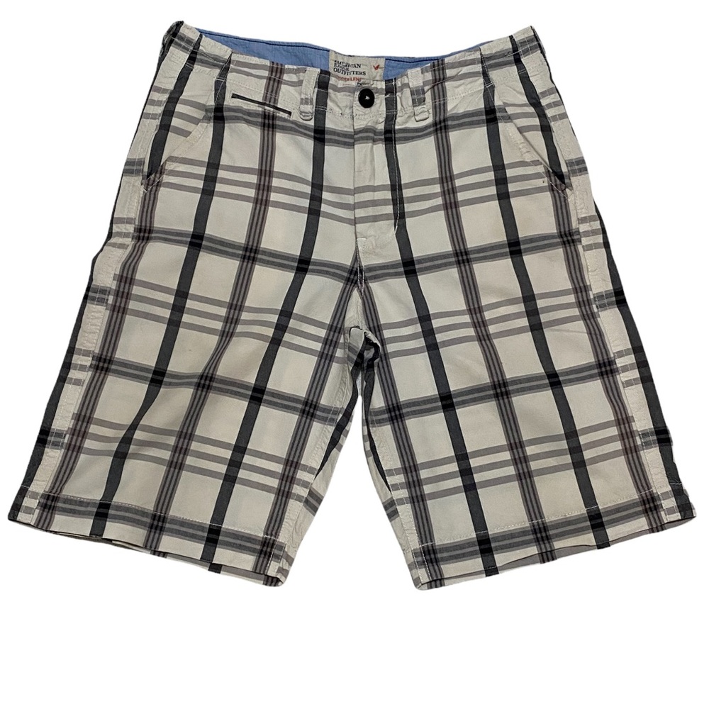 American Eagle Outfitters Plaid Mens Longer Length Cargo Dress Shorts Waist 32